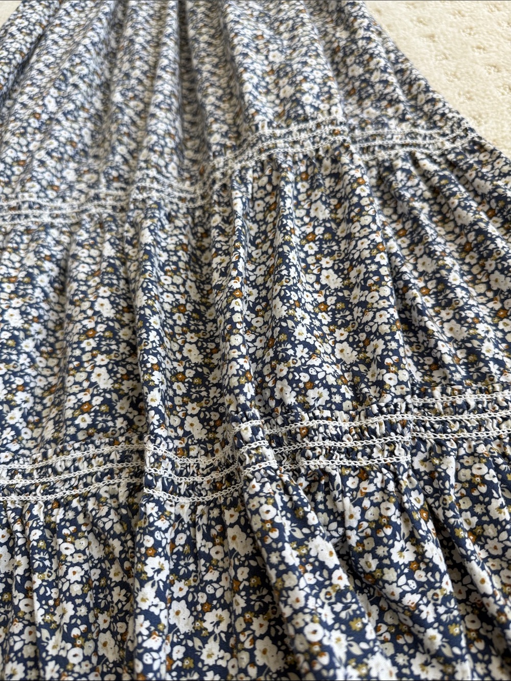 O.P.T. Smocked Floral Tiered Maxi Dress in Navy Floral - Picture 2 of 3